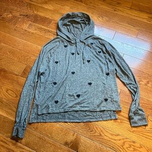 PINK Victoria's Secret Charcoal Hoodie with Black Heart Details